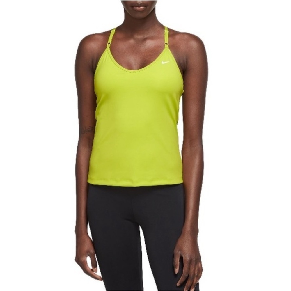 NIKE Women's Indy Bra Tank Top Bright Cactus Chartreuse Green Size XL
